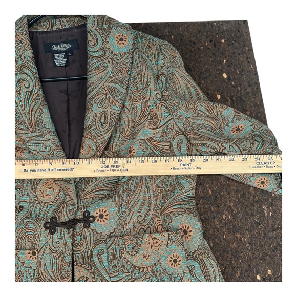 Peck & Peck 8 Brown Teal Tapestry Jacket Artsy Paisley Mature Grandma Vintage - Picture 7 of 9